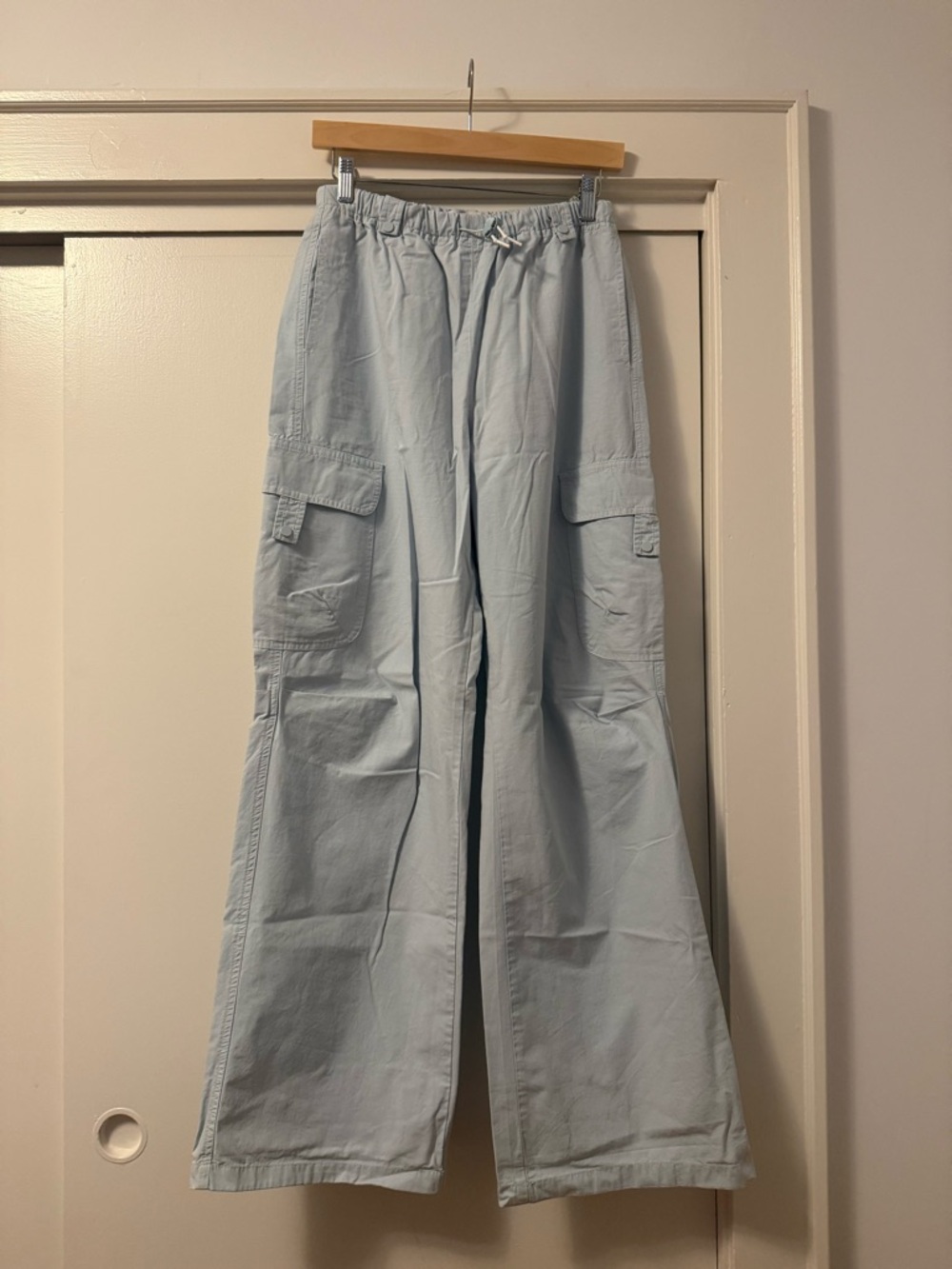 Zara Light Blue Wide-Leg Cargo Pants